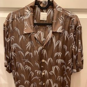 Sandro Palm Print Slim Fit Button Down Shirt